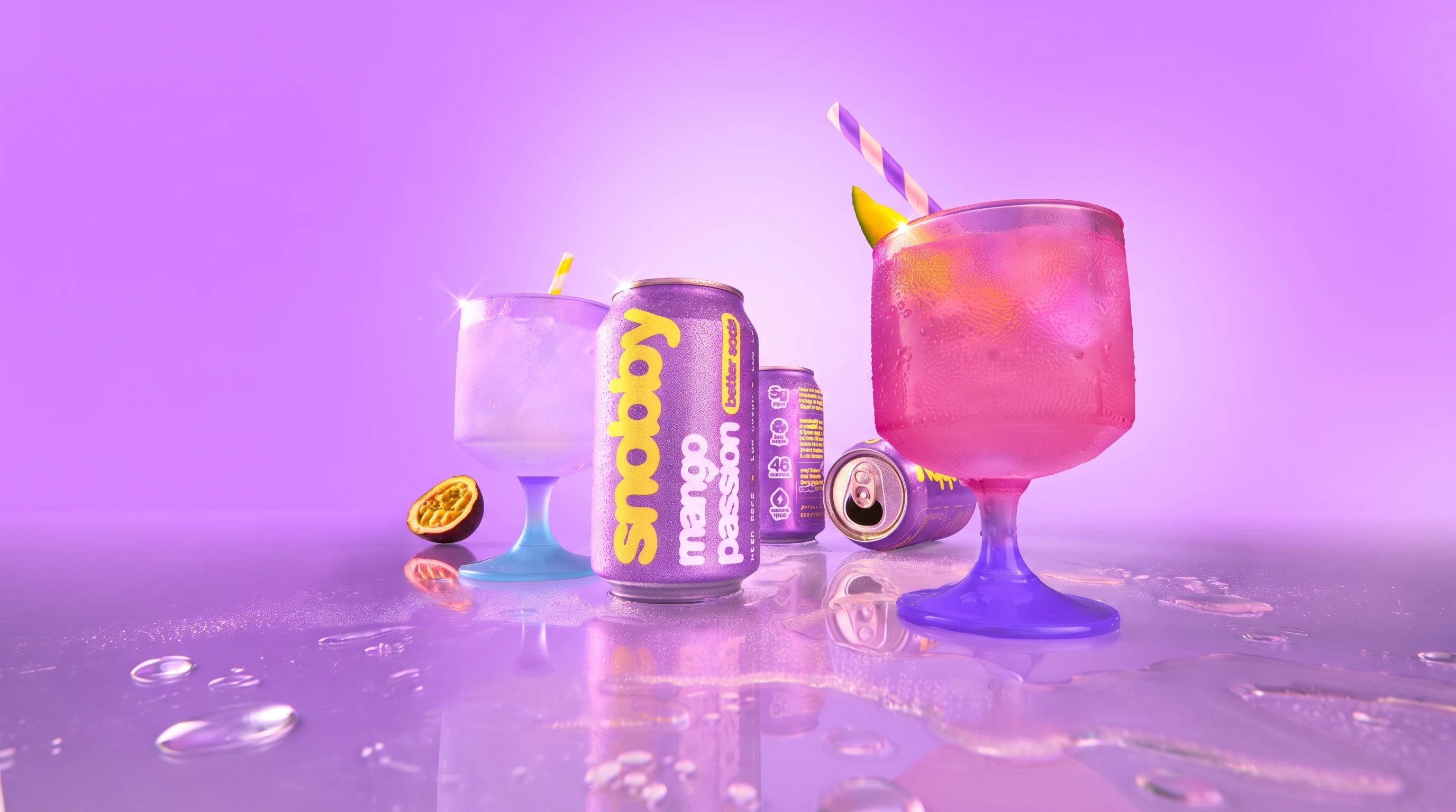 snobby mango passion can with cocktail glasses